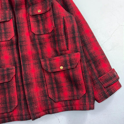 Vintage Woolrich Mackinaw Jacket 1940s Buffalo Plaid Hunting Wool Coat 40s Chore