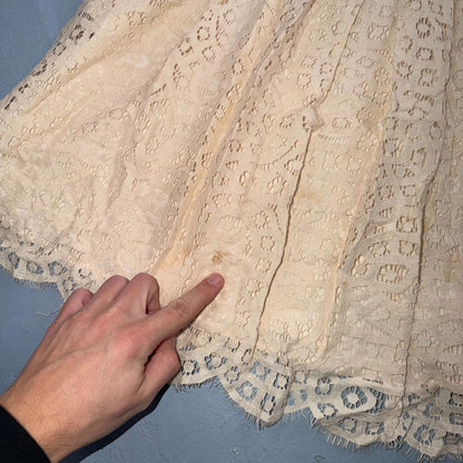J Crew Lace Ivory Swirling Lace Pleated Sleeveless Dress Women's Size 4 Spring