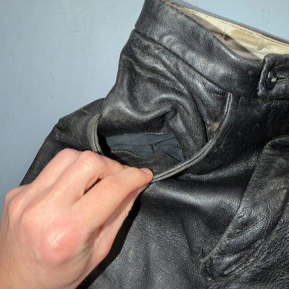 VTG 1950s 1960s Black Leather Motorcycle Pants 31x31 Rockabilly 50s 60s Buco Sty