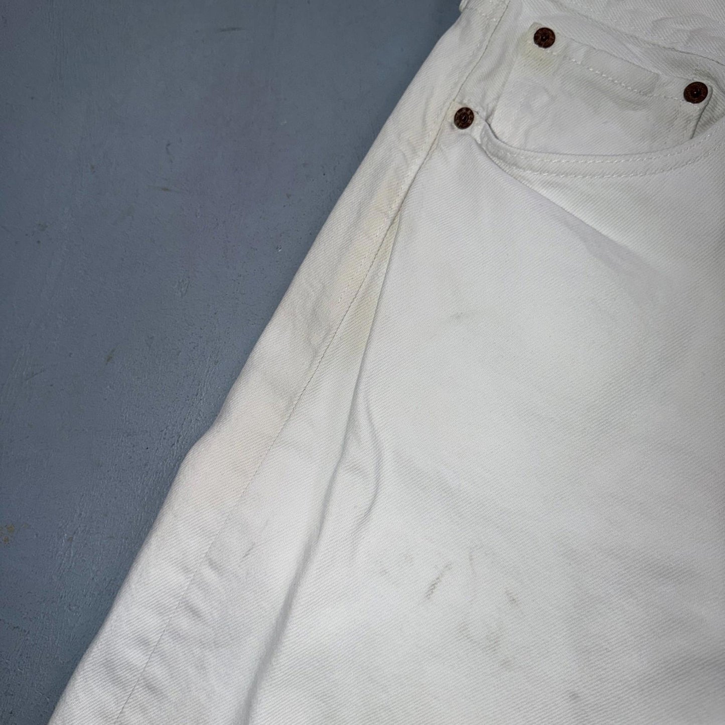 Levis 501 Vintage 90s USA XX Straight Leg Jeans White Light Wash 33x32 Act 31x31