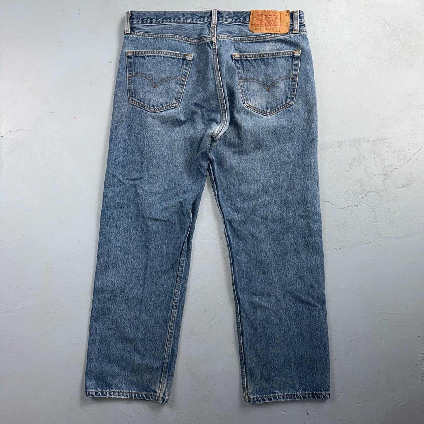 Levis 501 Vintage 90s USA XX Straight Leg Jeans Blue Light Wash 38x30 Act 35x27