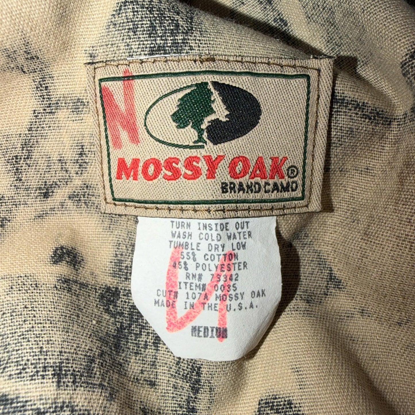 Vintage 80s Mossy Oak Camo Cotton Snap Bomber Jacket Size M USA Rare