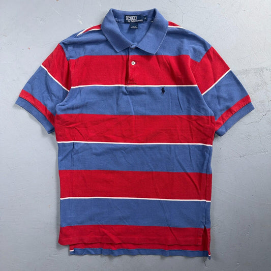 Vintage Polo Ralph Lauren Pique Colorblack Stripe Polo Shirt Mens Medium Striped