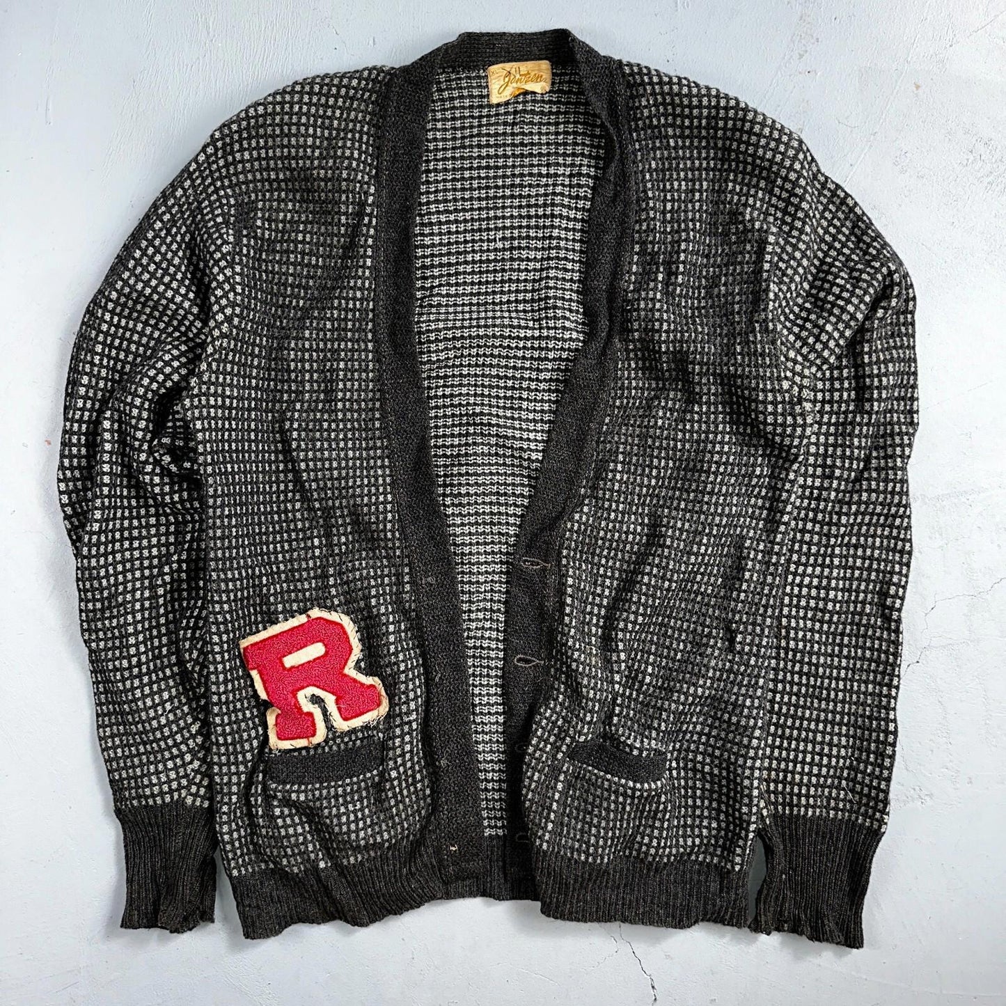 VTG Jantzen Textured Cardigan Adult XL Sweater 1950s Rockabilly No Buttons R