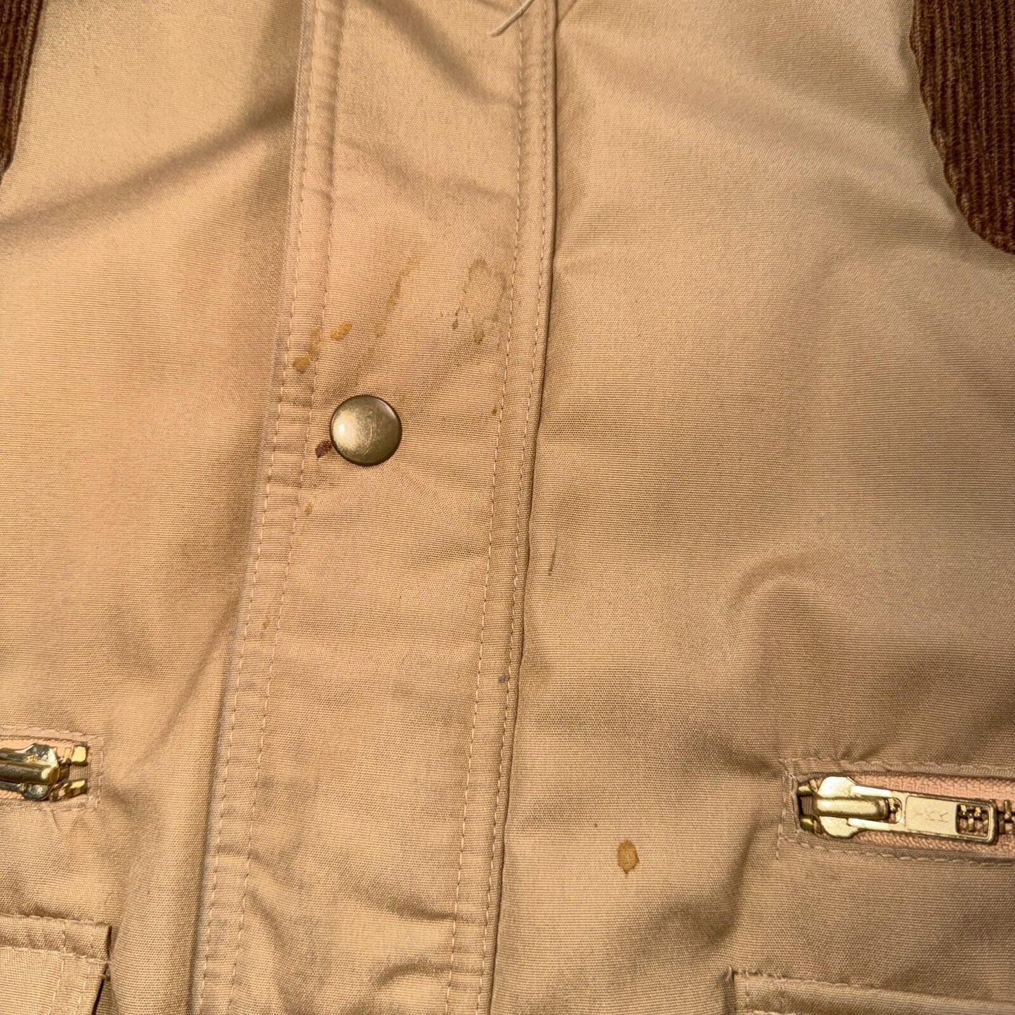 Vintage Fingerhut Fashions Puffer 1970s Brown Cream Mens Ski Coat Size XL 70s