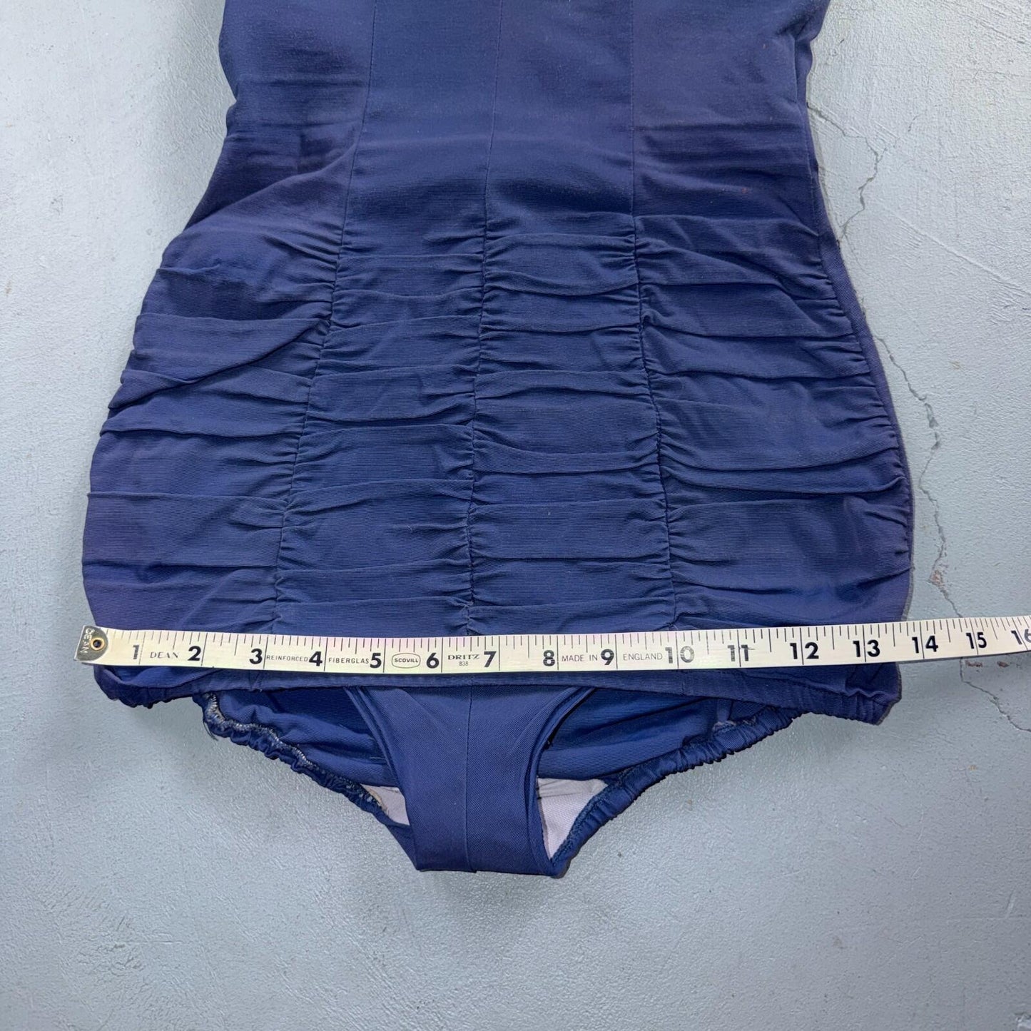 Alix Of Miami Rhinestone 1950s VTG Bathing Suit Swimsuit Hollywood Swim Wear Blu