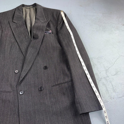 Christian Dior Blazer Mens 42 Gray Stripe Double Breasted Wool Sport Coat Suit