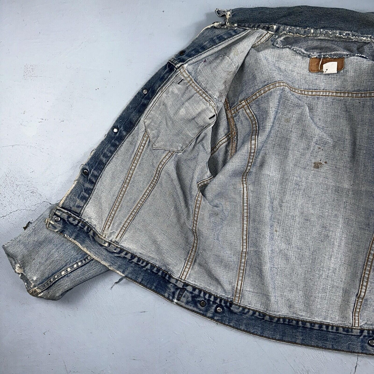 Levis VTG Denim Size 42 Type 3 III Trucker Jean Jacket Thrashed 1970s 70s Patch