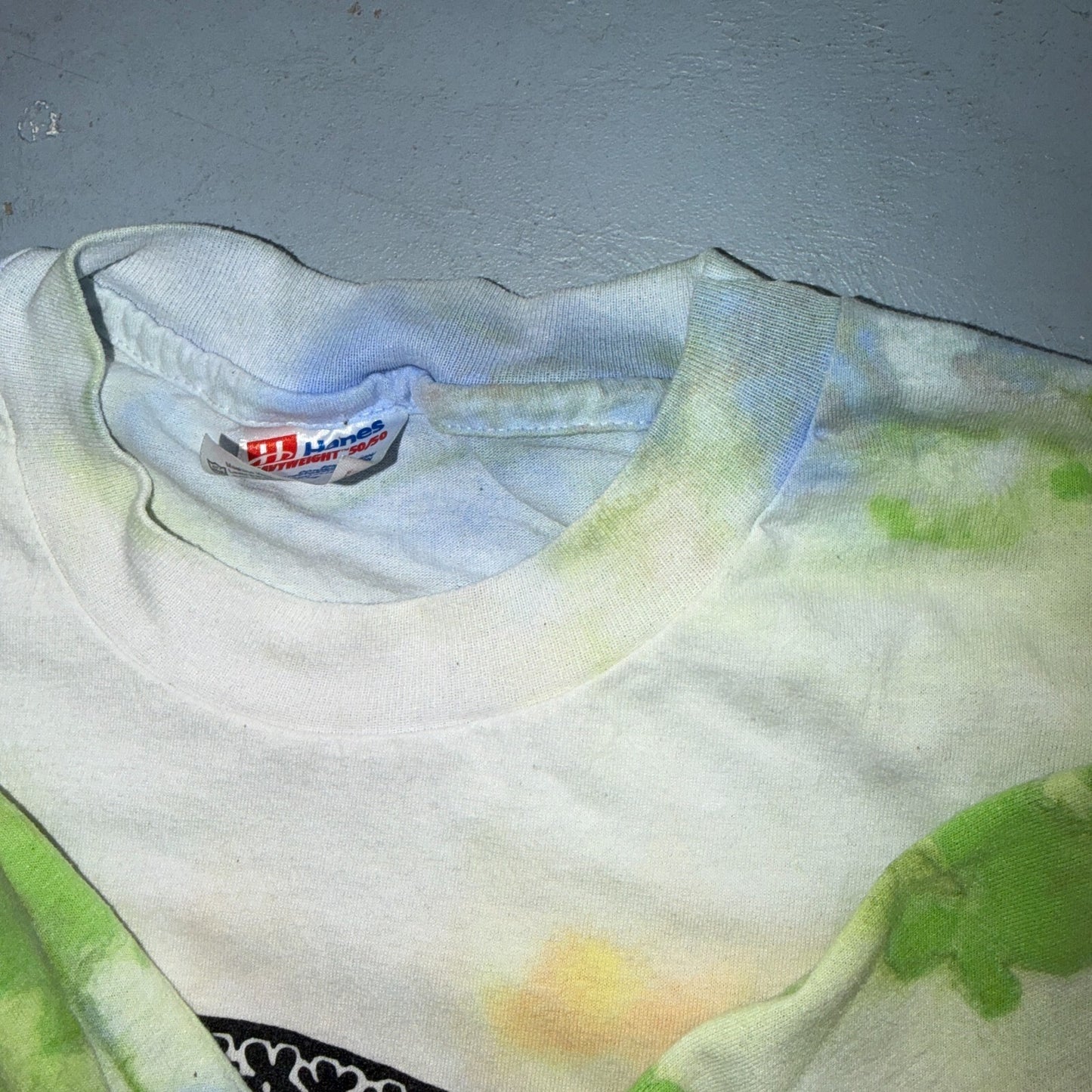 VTG 1993 A Midsummer Nights Dream Tie Dye Shirt Blue Parrot Theatre Shakespeare