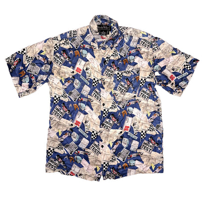 Nicole Miller 100% Silk Shirt Vintage 1994 Limited Quantities Cars Drivers Test