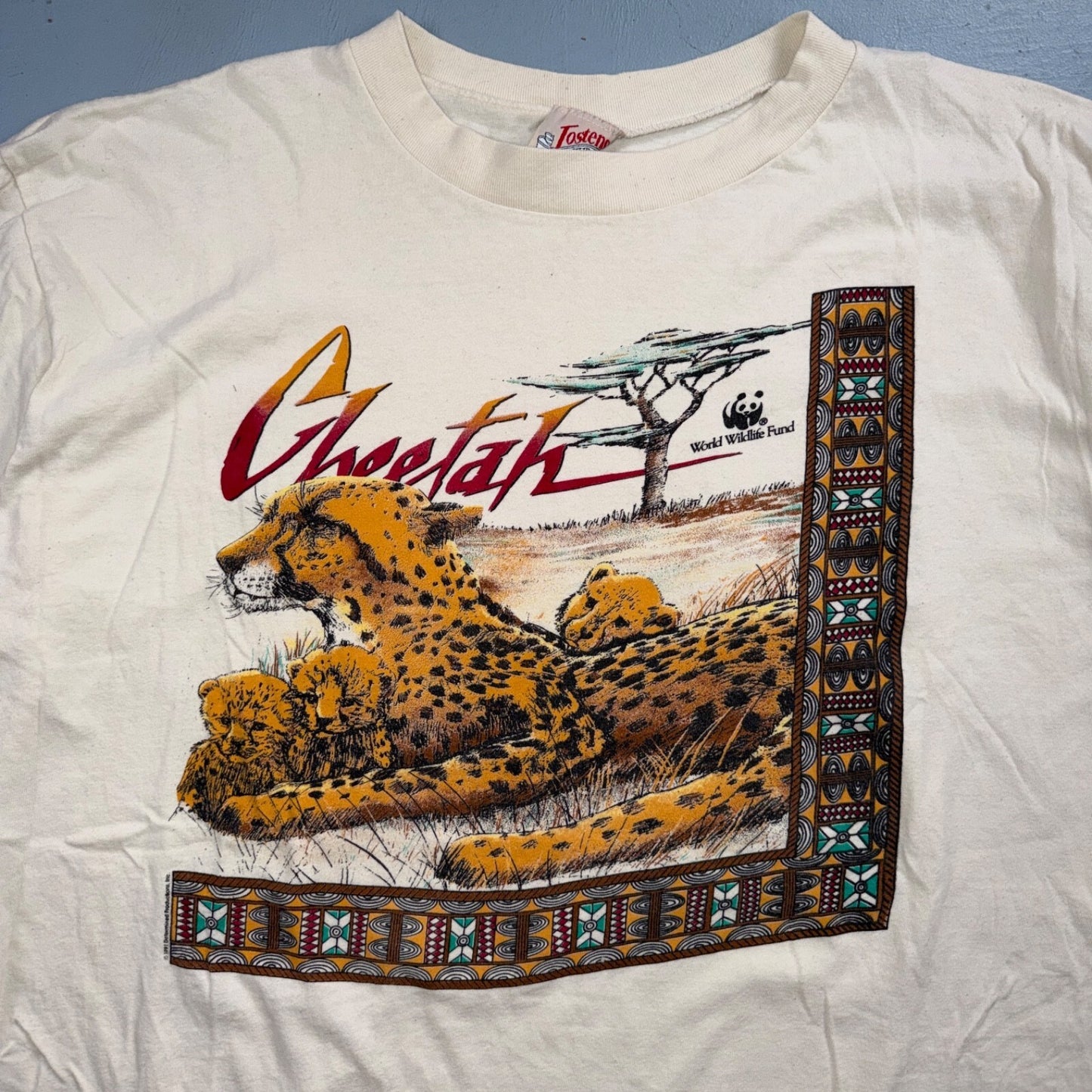 Cheetah Jostens VTG T Shirt 90s Animal Africa Lions Tigers Wildlife Fund Graphic