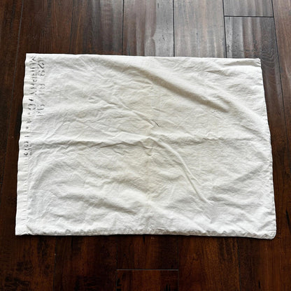 VTG WWII Pillow White Cotton USN Cover 1940s US Army Pillowcase 40s 50s