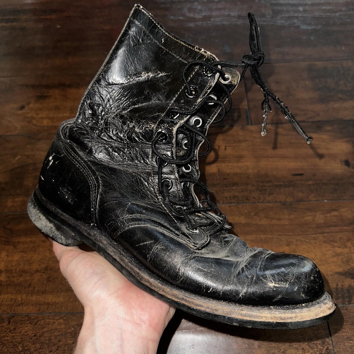 VTG Military Black Lace Up Work Boots 1950s 50s 60s Post WWII Size 8 ? High