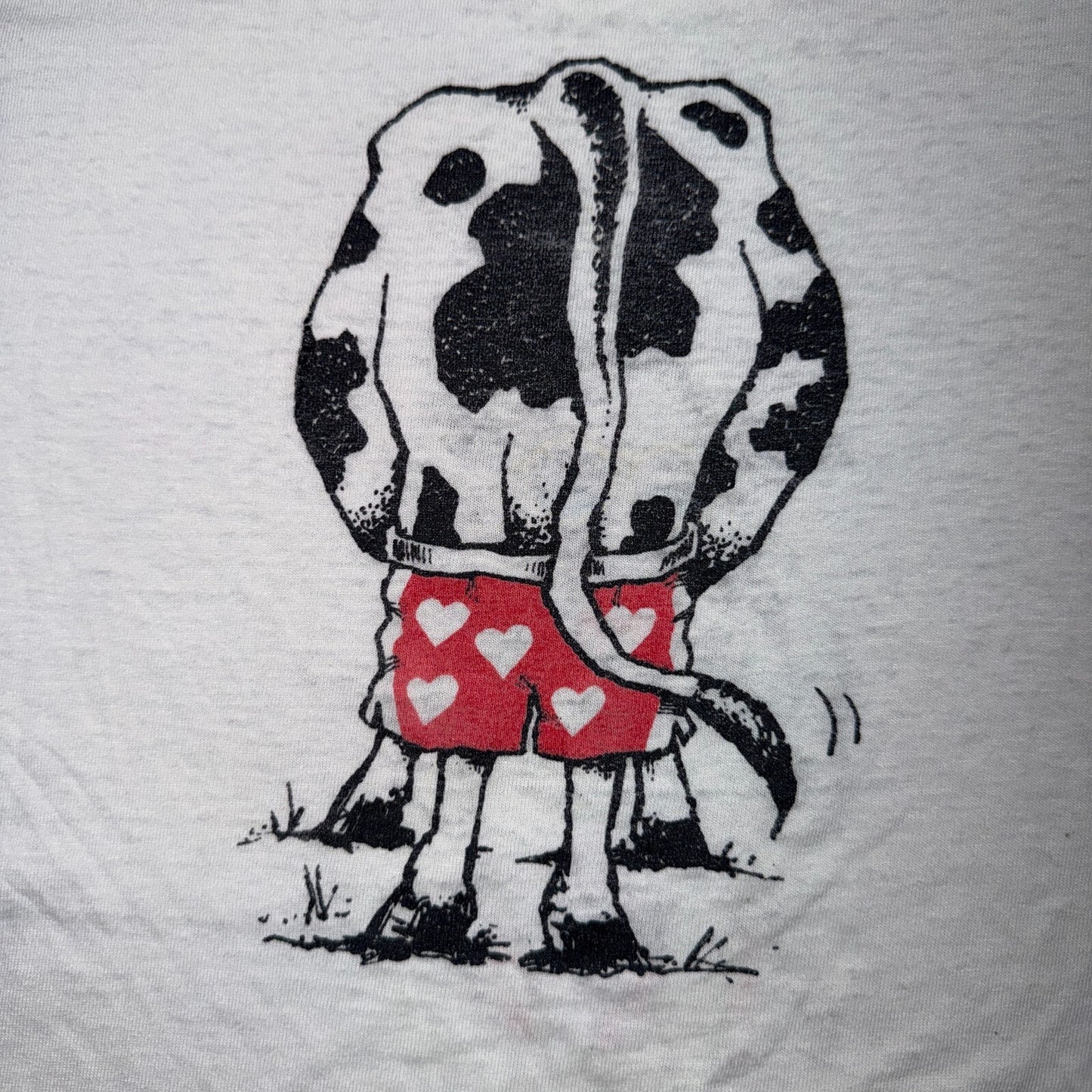 Cow Mooning Novelty Graphic Tee 80s VTG T Shirt 1980s Funny Joke Animals Thin