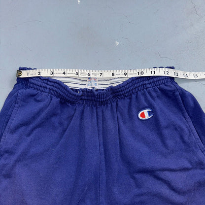 Champion VTG USA 80s Sweat Gym Shorts Large Navy Blue Faded Reverse Weave 1980s