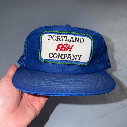 Portland Fish Company Blue VTG Hat Baseball Cap Snapback 80s Rare Oregon PDX