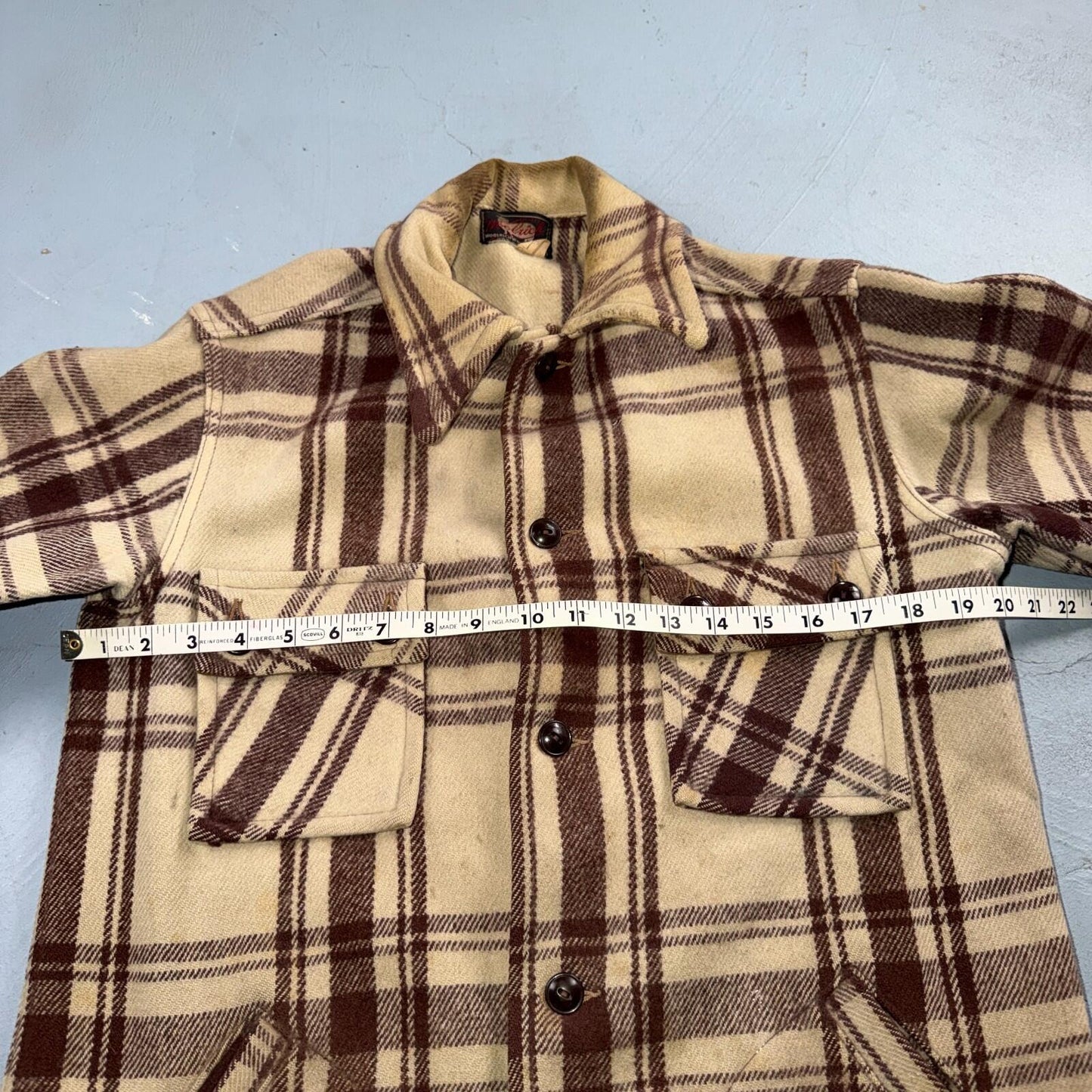 VTG 40s 50s Woolrich Jacket Size 38 Brown Ivory Mackinaw Hunter Plaid Wool RARE