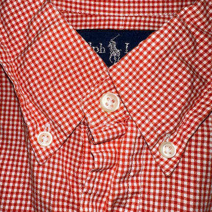 Ralph Lauren XL Red Gingham Button Down Shirt Classic Fit Long Sleeve VTG