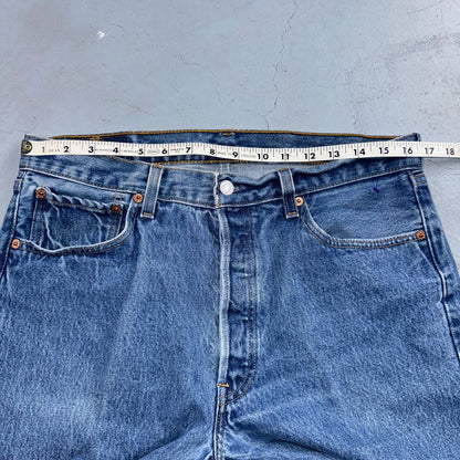Levis 501 Vintage 90s USA XX Straight Leg Jeans Blue Med Wash 35x34 Act 33x30
