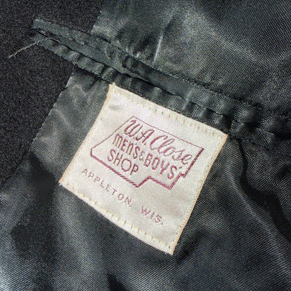 VTG 1950s 1960s Coat Trench Mens Black Wool Cashmere Rockabilly Overcoat