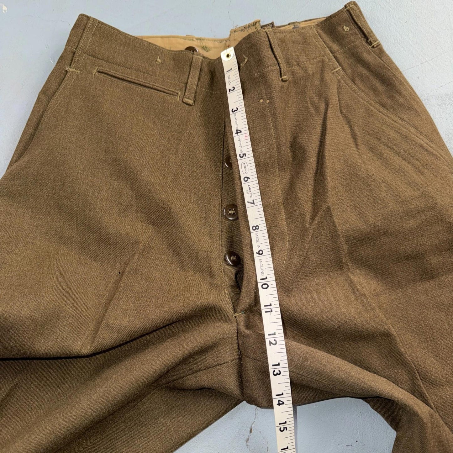 Vintage Military Pants Trousers Medium Regular 50s 40s Brown Wool Mens 30x31