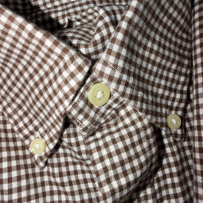 Ralph Lauren Mens Shirt L Brown White Check Classic Buttondown Long Sleeve
