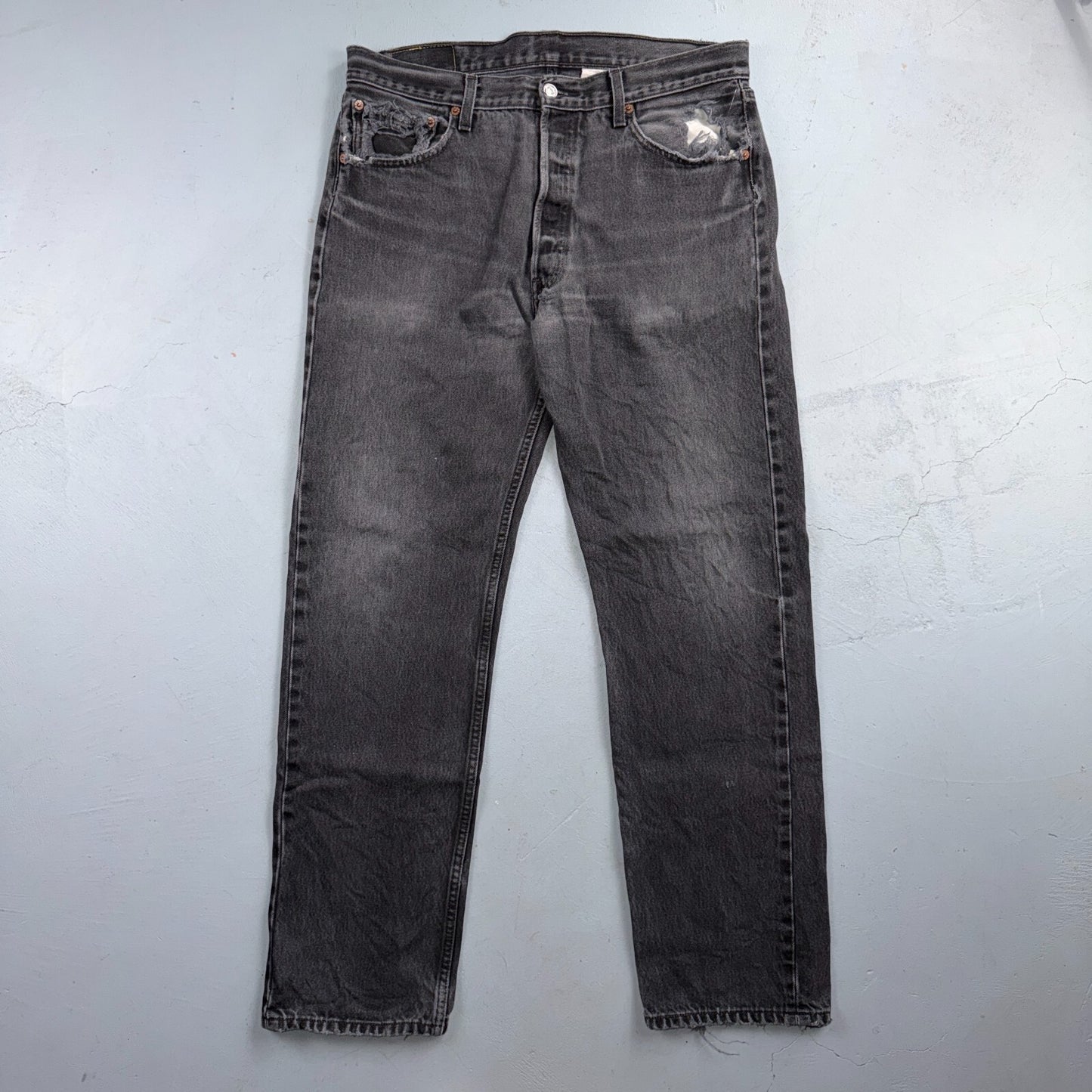 Levis 501 Vintage 90s USA XX Straight Leg Jeans Black Light Wash 34x32 Act 33x30