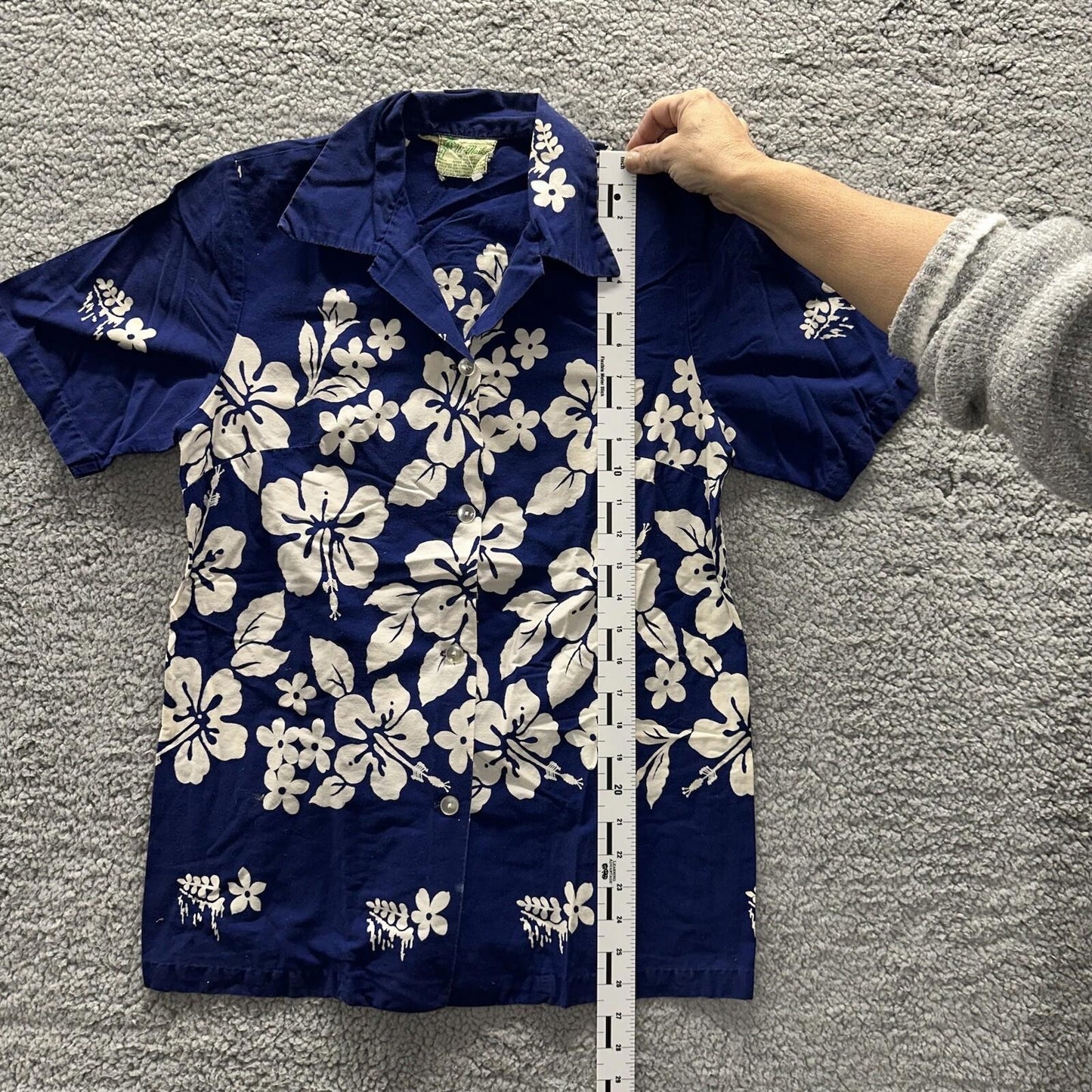 Vintage 50s Hawaiian Aloha Print Shirt Rockabilly Honolulu 60s Button Ui Maikai