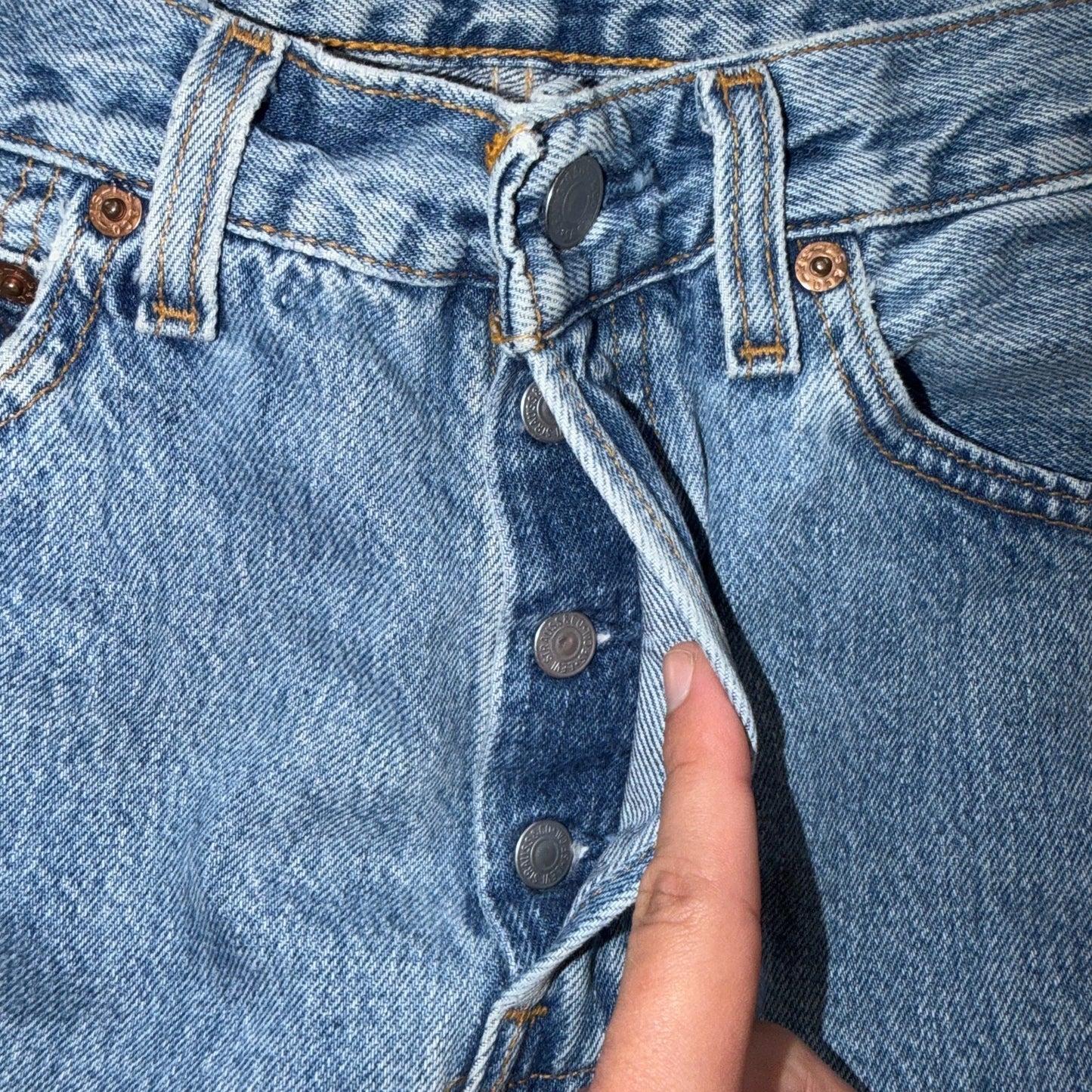 Levis 501 Vintage 90s USA XX Straight Leg Jeans Blue Light Wash 29x36 Act 27x28