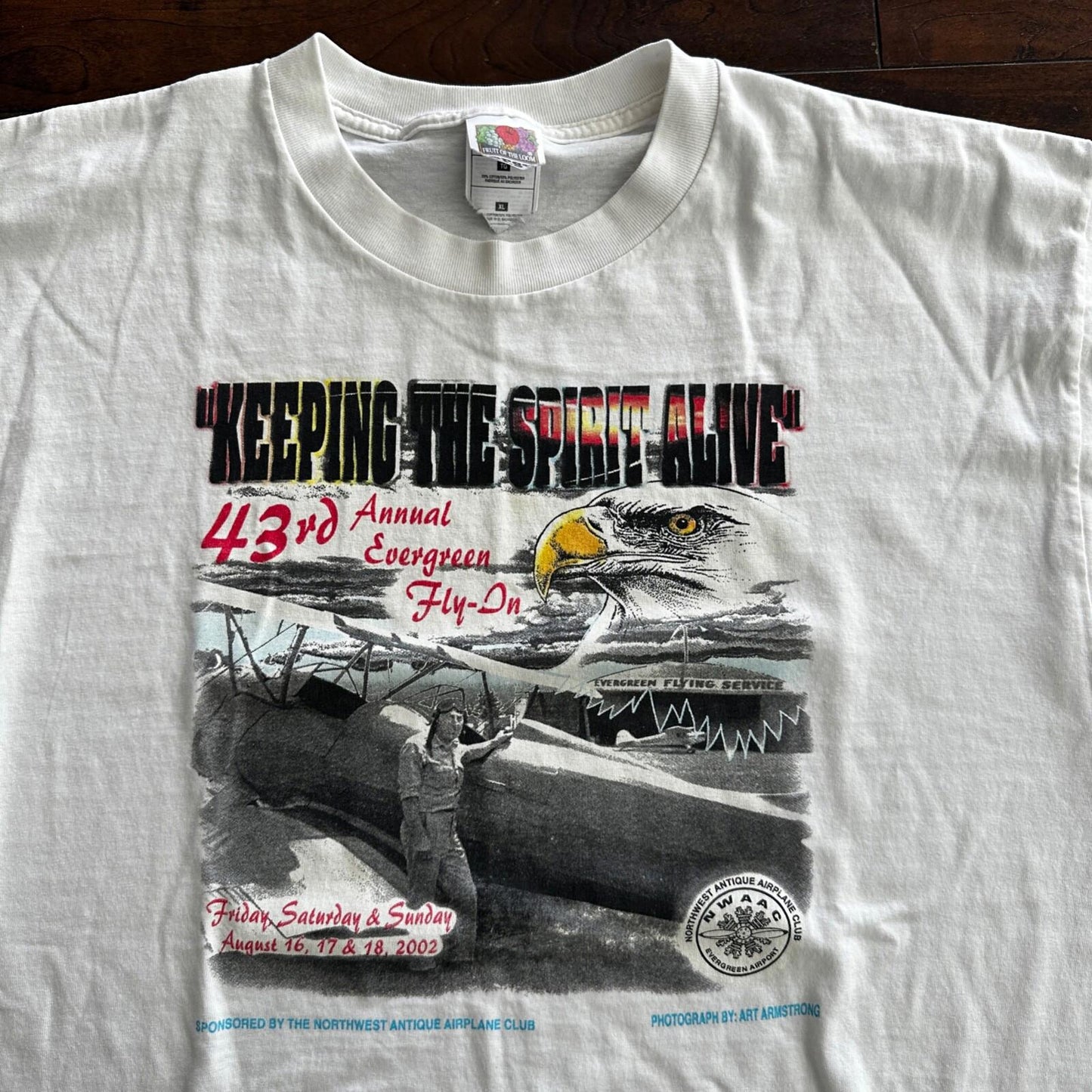 Airplane Portland Oregon Vintage T Shirt Flying Pilot Bald Eagle USA America