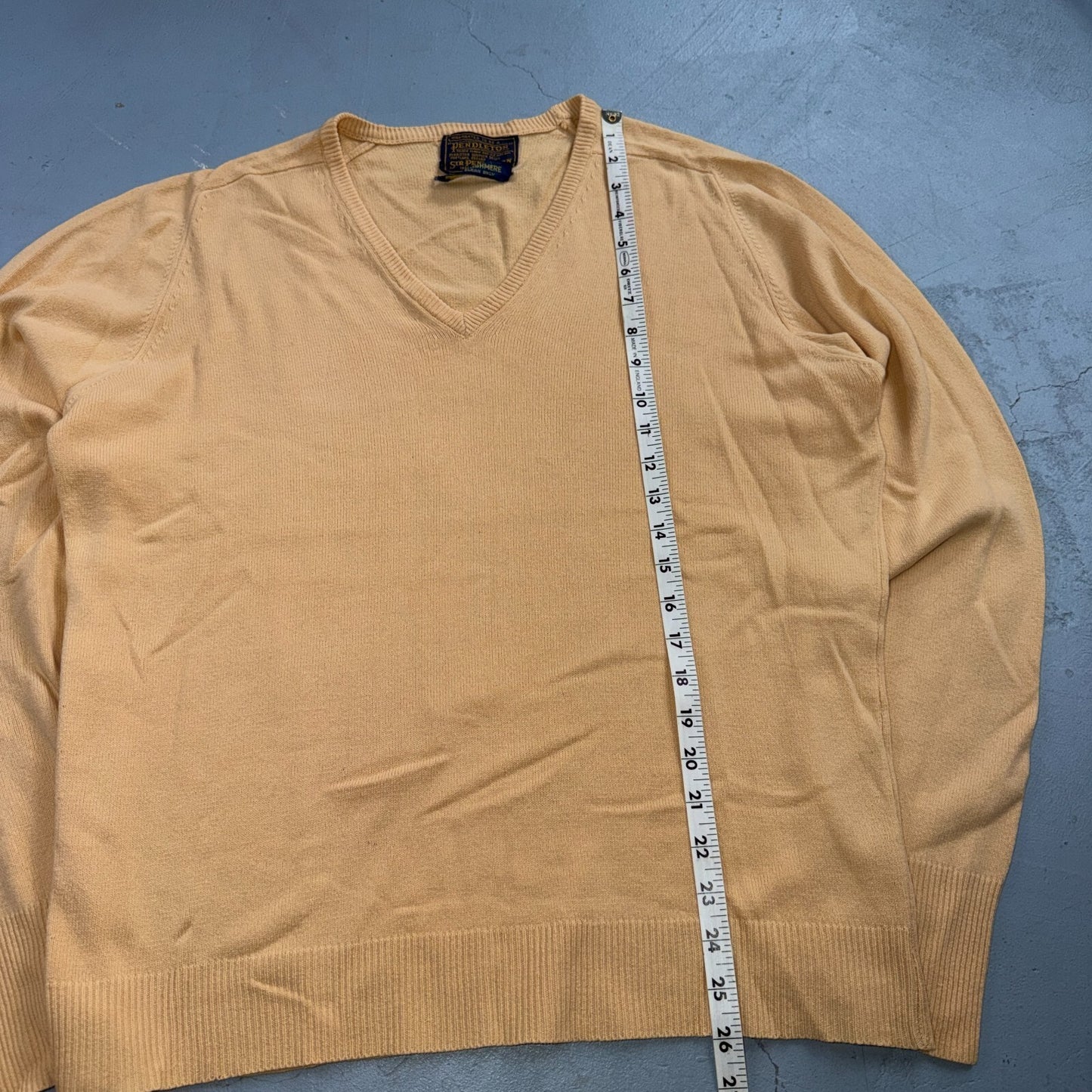 Pendleton 1960s VTG Sir Men's Tan 100% Cashmere V-Neck Sweater Beige 50s 60s