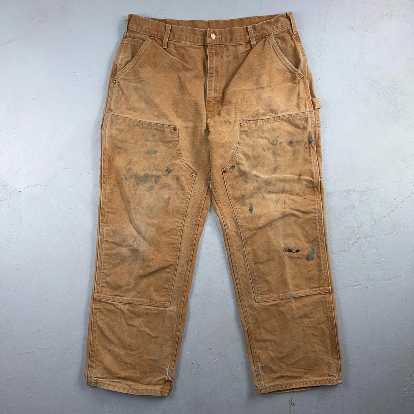 Carhartt VTG Double Knee Carpenter Pants B01 USA BRN Brown 38x30 Thrashed