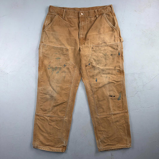 Carhartt VTG Double Knee Carpenter Pants B01 USA BRN Brown 38x30 Thrashed