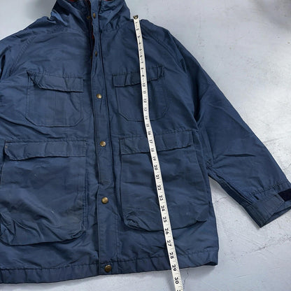 LL Bean Parka VTG Jacket Mens M Baxter State  Maine Coat Plaid Lined Blue Wool