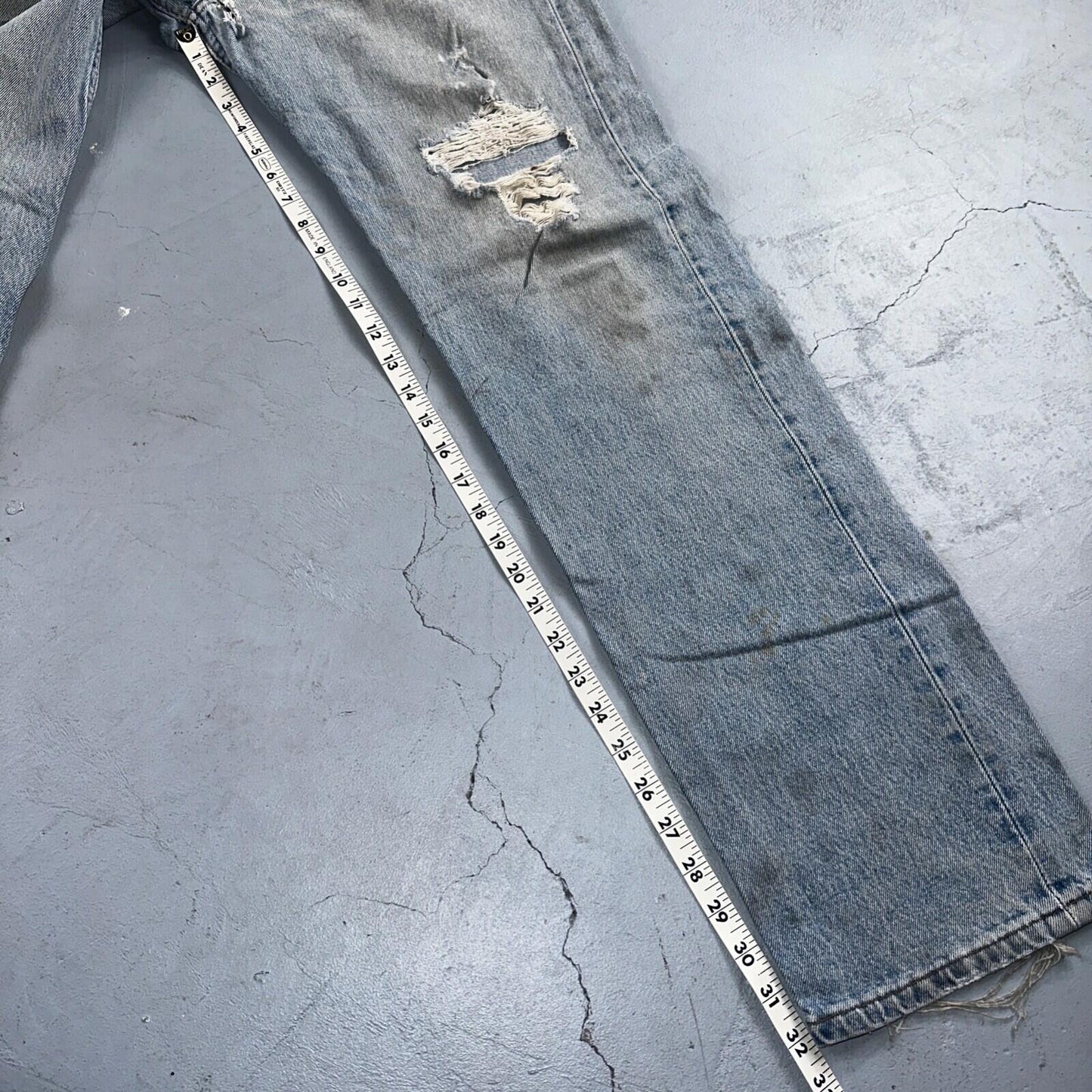 Levis 501 Vintage 90s USA XX Straight Leg Jeans Blue Thrashed 34x34 Act 33x32