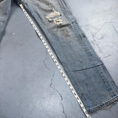 Levis 501 Vintage 90s USA XX Straight Leg Jeans Blue Thrashed 34x34 Act 33x32