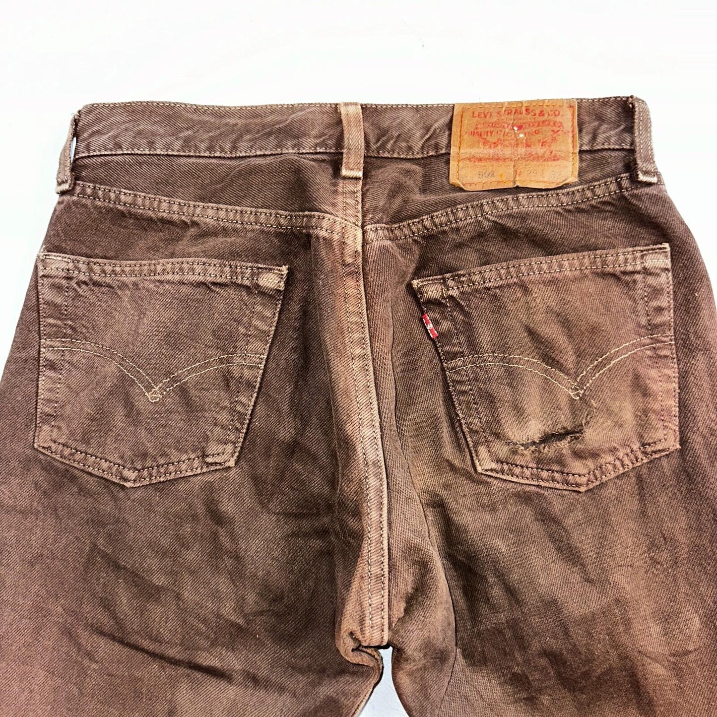 Levis 501 Vintage 90s USA XX Straight Leg Jeans Brown Dark Wash 29x32 Act 29x31