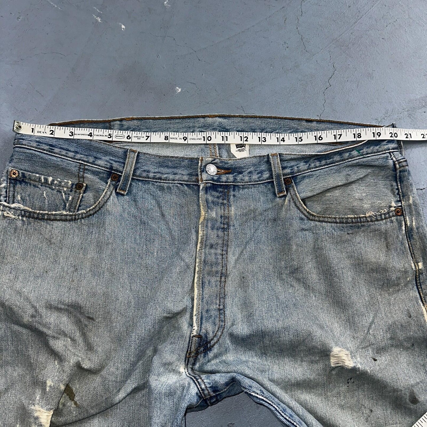 Levis 501 Vintage 90s Mexico Straight Leg Jeans Blue Light Wash 40x30 Act 40x28