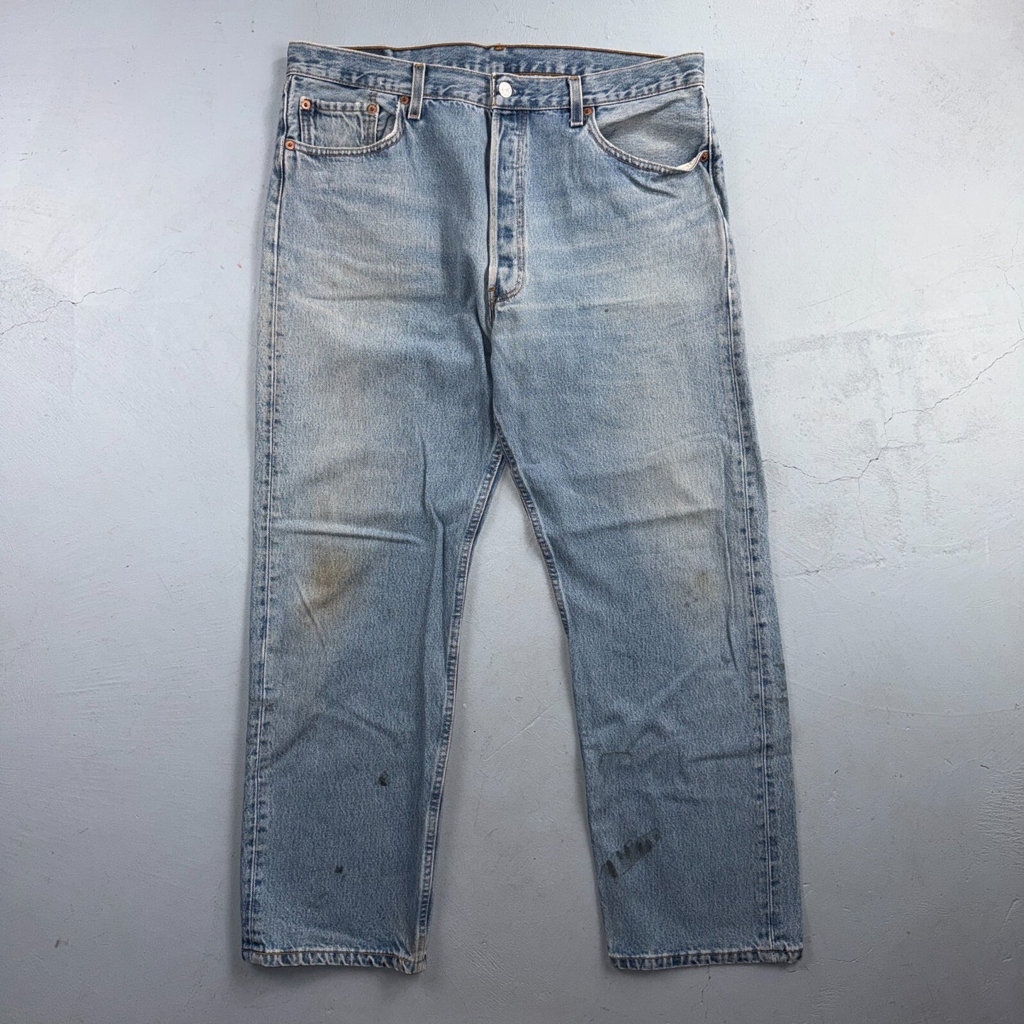 Levis 501 Vintage 90s USA XX Straight Leg Jeans Blue Light Wash 38x30 Act 37x29