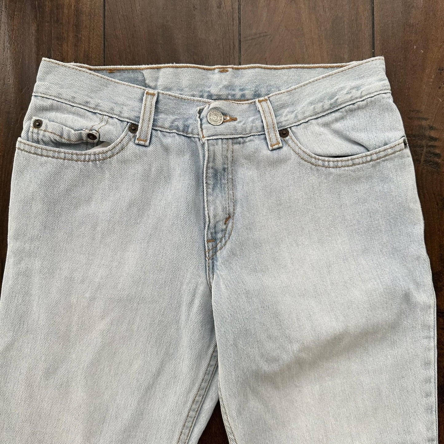 Vtg Levis 507 Superlow Slim Light Blue Jeans Womens Tag 5 X Capri 27x21 USA 90s