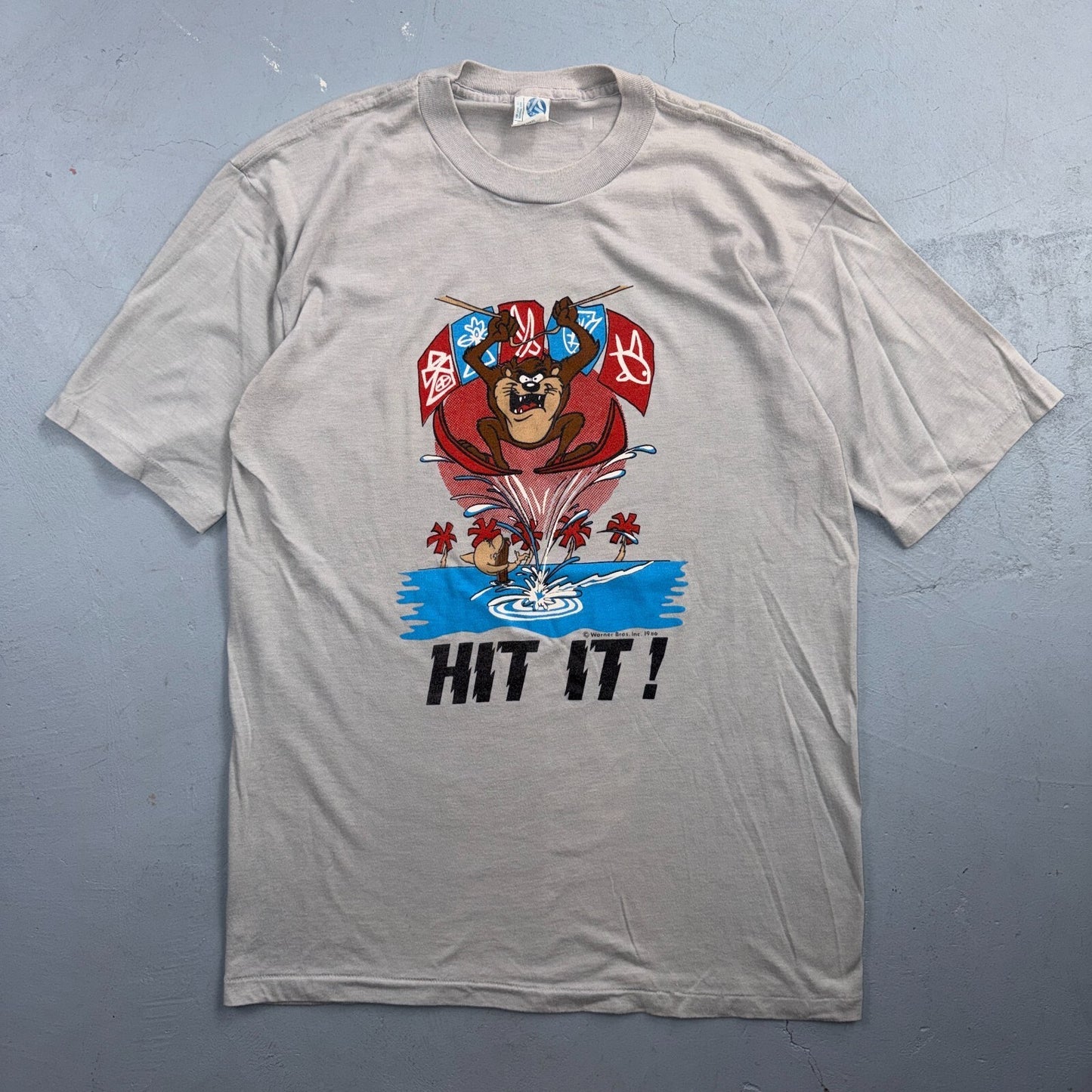 VTG 1986 Taz Tasmanian Devil HIT IT Single Stitch T-Shirt Sz XL Graphic Tee 80s