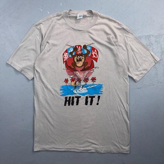 VTG 1986 Taz Tasmanian Devil HIT IT Single Stitch T-Shirt Sz XL Graphic Tee 80s