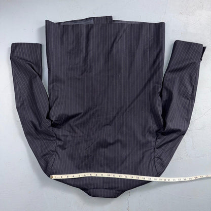 VTG Wool Suit Italy 54 Jacket Sport Coat Virgilini Double Breast Pin Stripe 80s