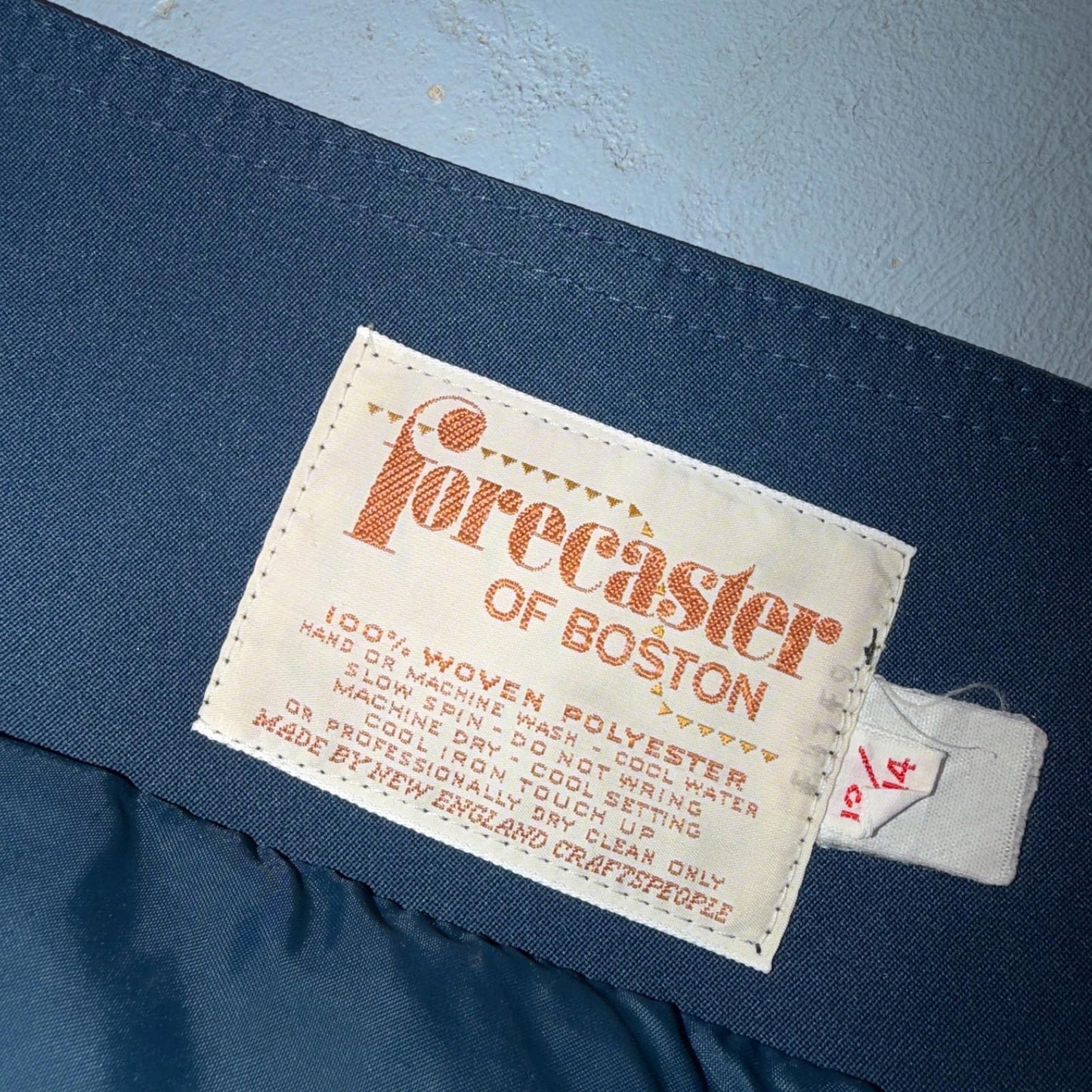 Forecaster of Boston Women's Rain Coat 14 Blue Polyester Trench Coat 1980s 80s