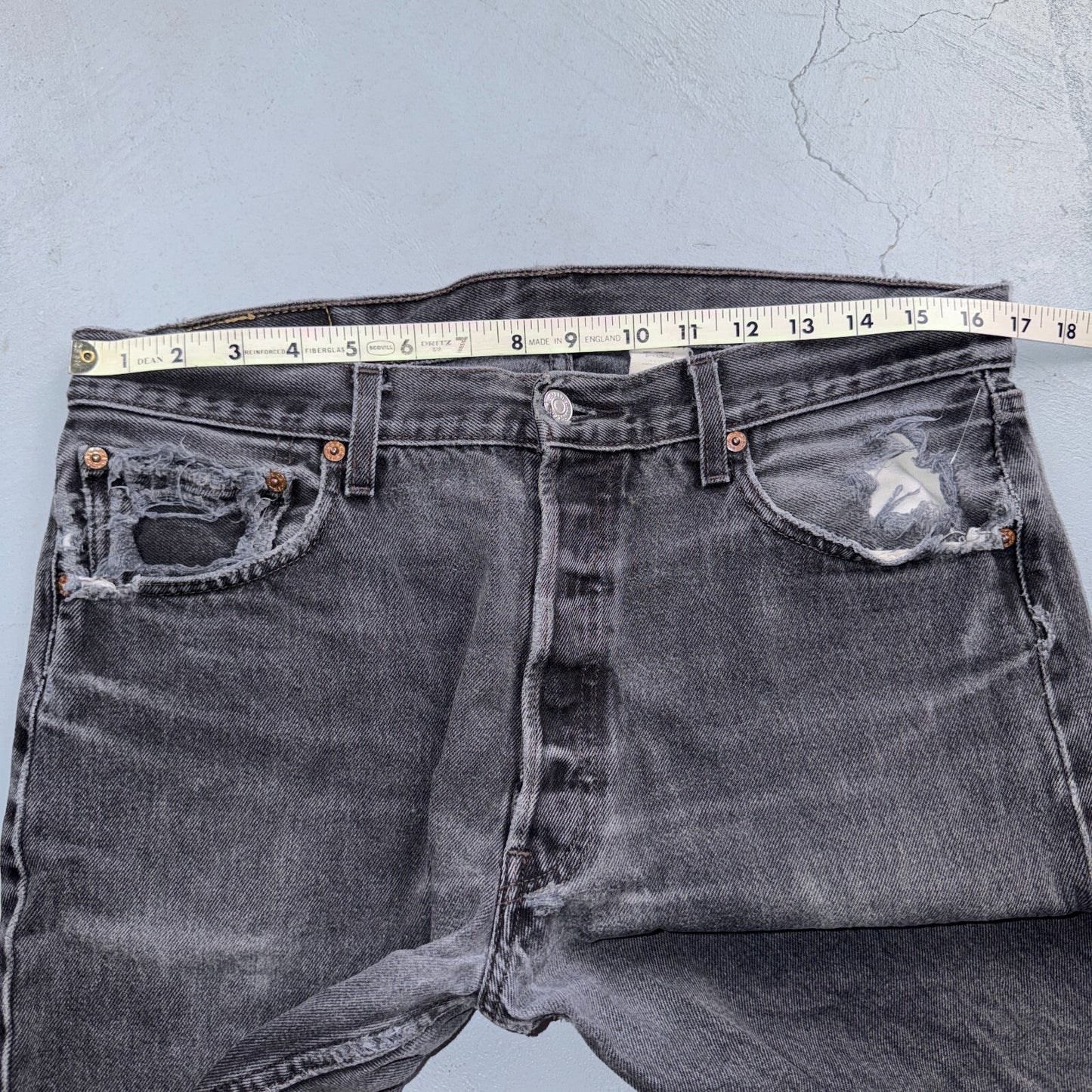Levis 501 Vintage 90s USA XX Straight Leg Jeans Black Light Wash 34x32 Act 33x30