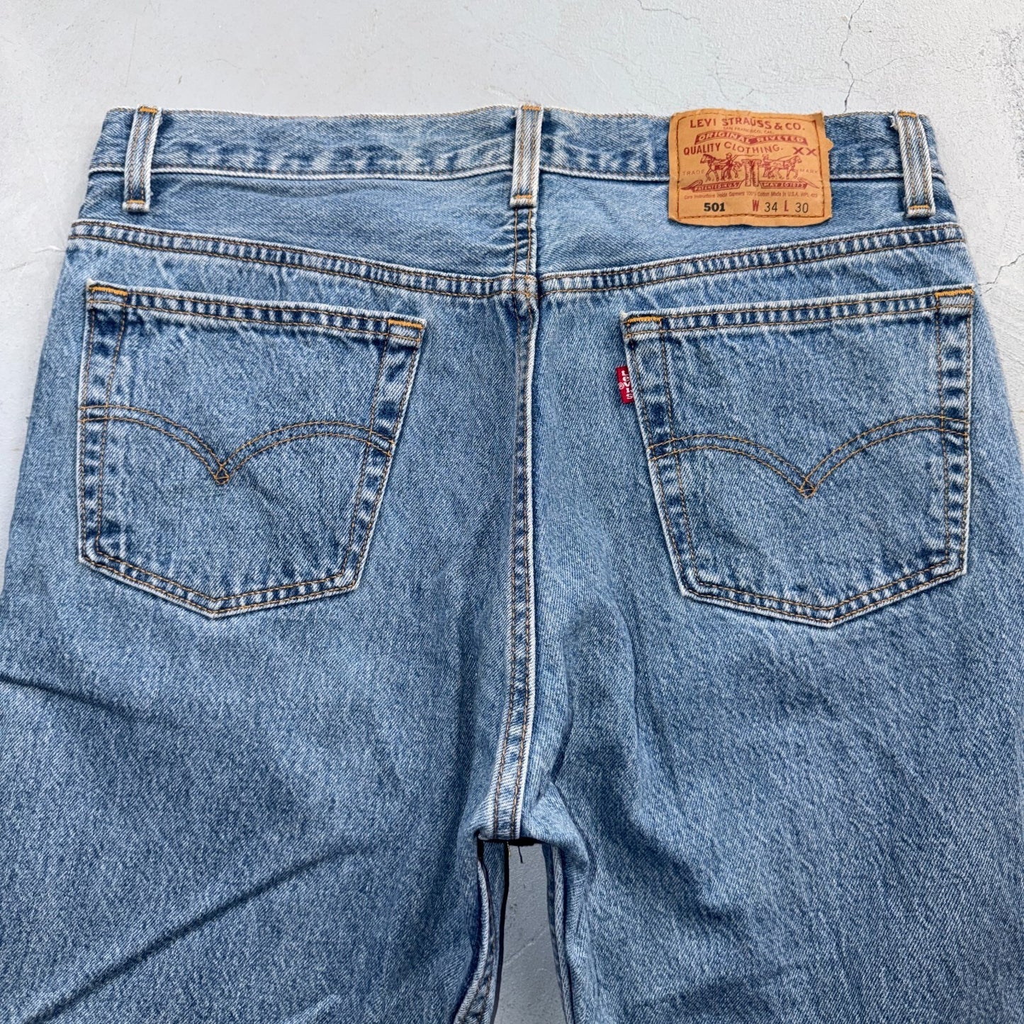 Levis 501 Vintage 90s USA XX Straight Leg Jeans Blue Light Wash 34x30 Act 33x26