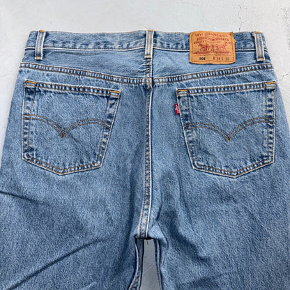 Levis 501 Vintage 90s USA XX Straight Leg Jeans Blue Light Wash 34x30 Act 33x26