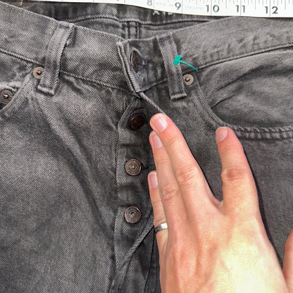 Levis 501 Vintage 80s USA XX Straight Leg Jeans Black Heavy Dark Dyed Act 28x31