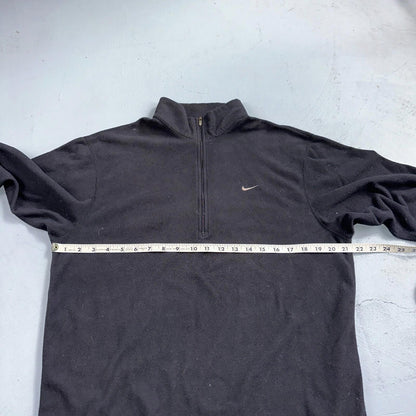 Nike Therma Quarter Zip Training Top Mens S Black Pullover Fleece Lined VTG