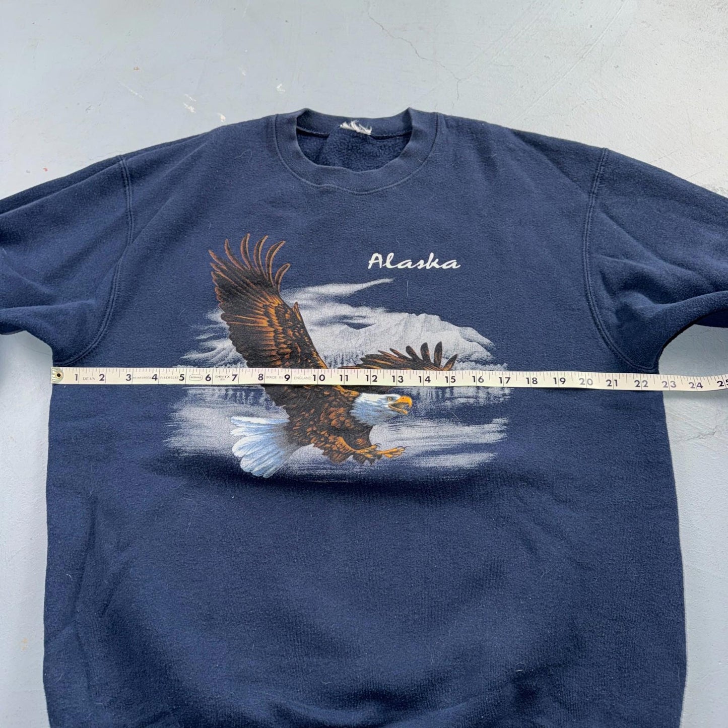 VTG Alaska Crewneck Sweatshirt USA Patriotic Eagle America Classic Blue Navy